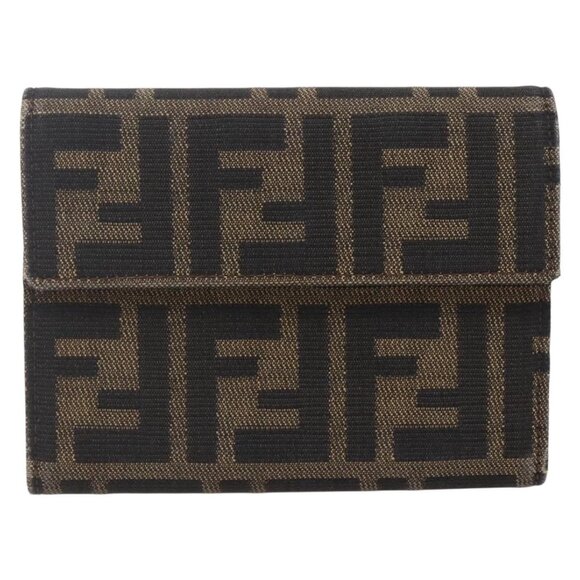 Authentic FENDI Zucca Canvas Wallet Black Brown bst288-112825 - Picture 1 of 16